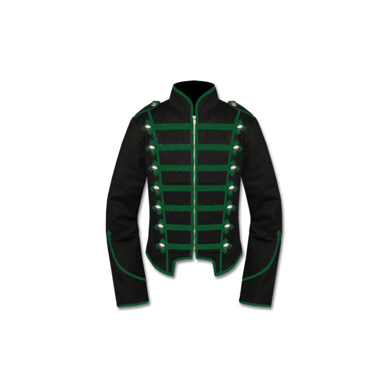 Black Green Military Marching Band Drummer Jacket