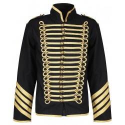 Black Gold Hussar Parade Gothic Jacket Military Drummer Steampunk