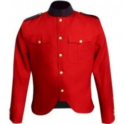 Red Melton Wool Police Cutaway Tunic