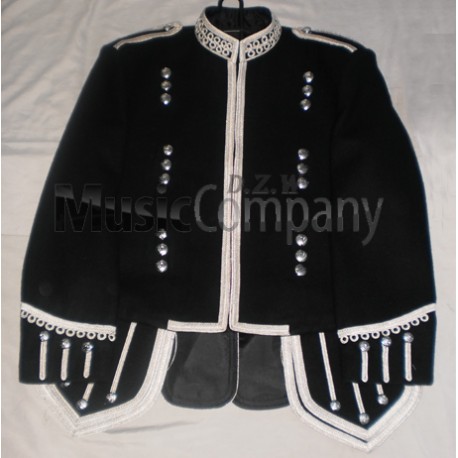 Black Scottish Military Pipe Band Doublet Tunic Jacket