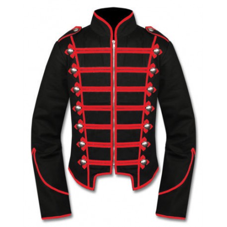 Black Red Military Marching Band Drummer Jacket