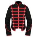 Black Red Military Marching Band Drummer Jacket