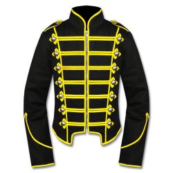 Black Yellow Military Marching Band Drummer Jacket