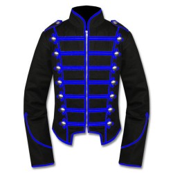 Black Blue Military Marching Band Drummer Jacket