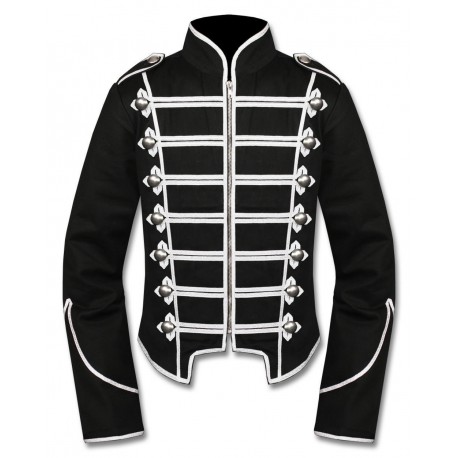 Black White Military Marching Band Drummer Jacket