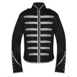 Black Silver Military Marching Band Drummer Jacket