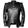 Genuine Black Leather Doublet kilt tunic Jacket