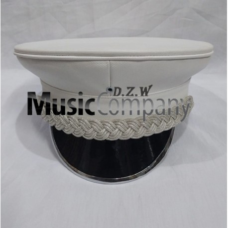 White Marching Band Peak Hat