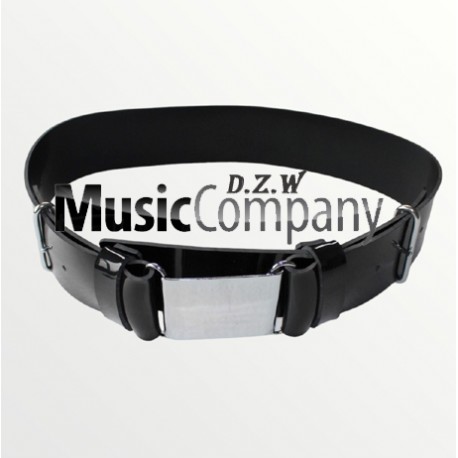 Black Gloss PVC Parade Belt with Chrome Buckle