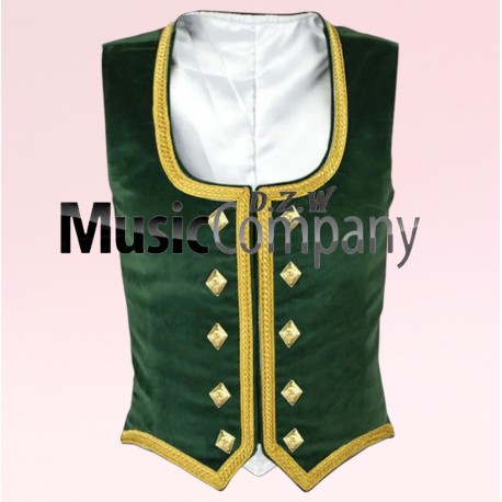 Green Velvet Highland Dance Waistcoat/Vest