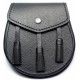 Traditional Black Leather Sporran with Chain Belt - Scottish Kilt Sporran