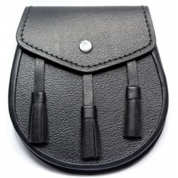 Black Leather Sporran with Chain belt