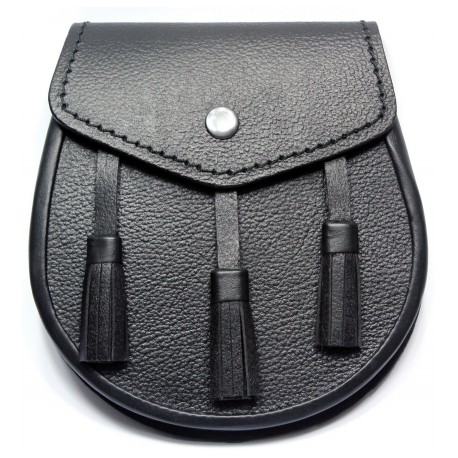 Black Leather Sporran with Chain belt