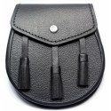 Traditional Black Leather Sporran with Chain Belt - Scottish Kilt Sporran