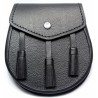 Traditional Black Leather Sporran with Chain Belt - Scottish Kilt Sporran