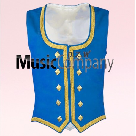 Light Blue Velvet Highland Dance Waistcoat/Vest