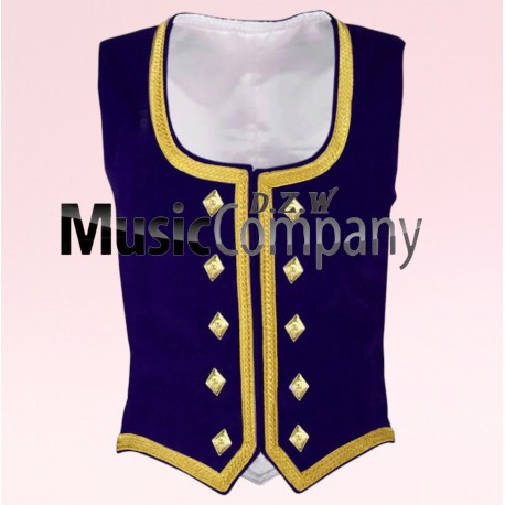 Navy Blue Velvet Highland Dance Waistcoat/Vest