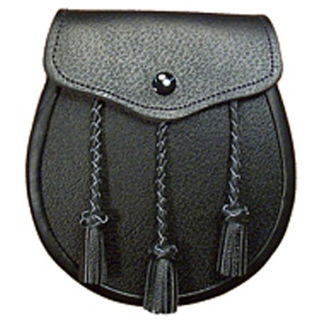 Black Leather Sporran with Chain belt