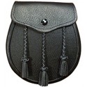 Black Leather Sporran with Chain belt