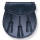 Traditional Black Leather Sporran with Chain Belt - Scottish Kilt Sporran