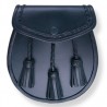 Traditional Black Leather Sporran with Chain Belt - Scottish Kilt Sporran