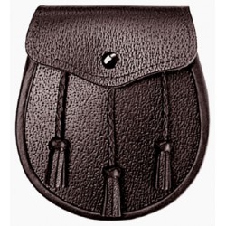 Black Leather Sporran with Chain belt