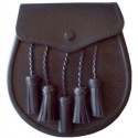 Traditional Scottish Leather Day Sporran with Chain Belt