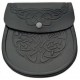 Black Embossed Leather Sporran with Chain belt