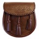 Brown Embossed Leather Sporran with Chain belt