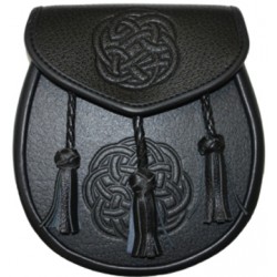 Black Embossed Leather Sporran with Chain belt
