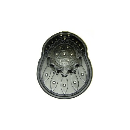 Plain Black Leather Sporran with Chain belt