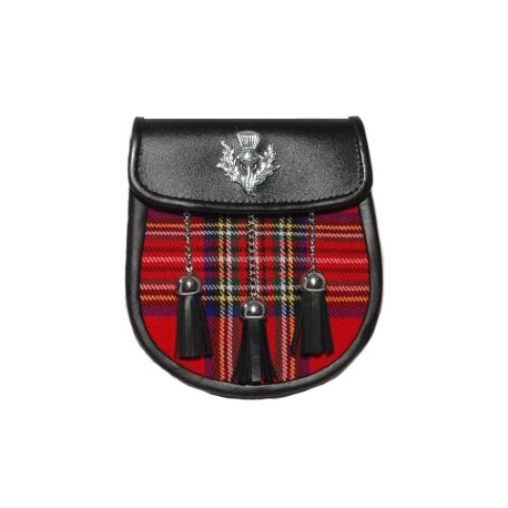 Royal Stewart Semi Dress Leather Sporran with Chain Belt