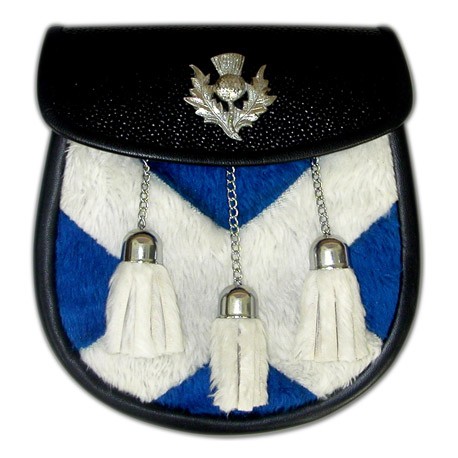 Scottish Semi Dress Leather Sporran with Chain Belt