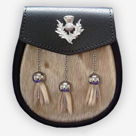 Thistle Semi Dress Leather Sporran with Chain Belt