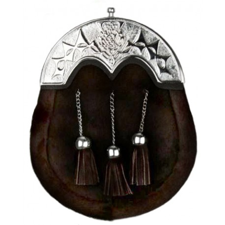 Thistle Cantle Rabbit Hair Sporran with Chain Belt