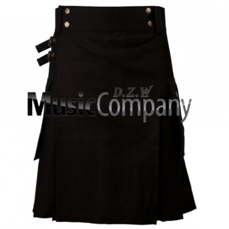 Military Black Scottish Casual Utility Kilt