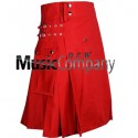 Red Color Scottish Casual Utility Kilt