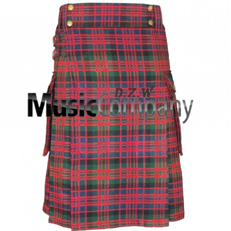 Red Color Scottish Casual Utility Kilt