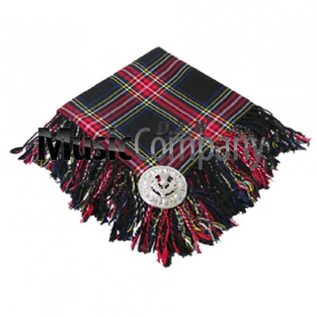 Black Stewart Scottish Fly Plaid with Knotted Fringe