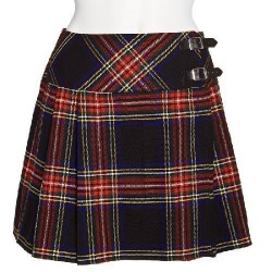 Ladies Black Stewart Scottish Mini Billie Kilt Mod Skirt