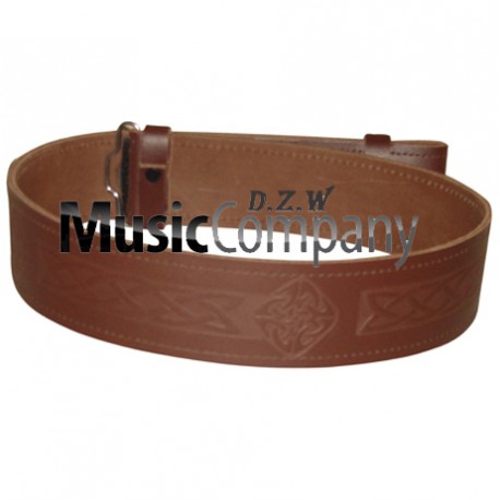 Celtic Embossed Piper and Drummer Kilt Waist Belt with Buckle