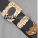 Black leather Piper Cross Belt with Thistle Mounts
