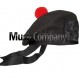 Black Balmoral Hat with Red Ball Pom Pom