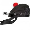Black Balmoral Hat with Red Ball Pom Pom