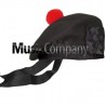 Black Balmoral Hat with Red Ball Pom Pom