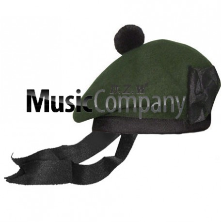 Dark Green Balmoral Hat with Black Ball Pom Pom