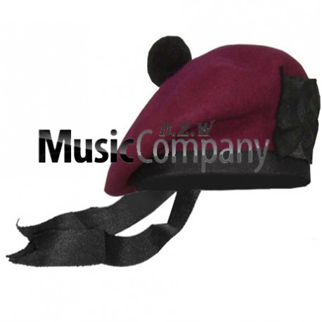 Airborne Maroon Balmoral Hat with Black Ball Pom Pom