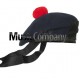 Navy Blue Balmoral Hat with Red Ball Pom Pom