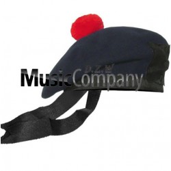 Navy Blue Balmoral Hat with Red Ball Pom Pom