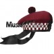 Diced Maroon Balmoral Hat with Maroon Ball Pom Pom